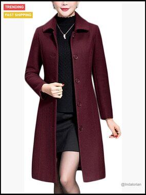 Wool Trench Coat Winter Long Thick Overcoat Walker Coat